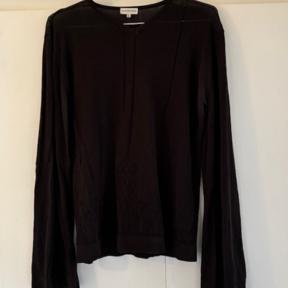 Dries Van Noten Brown Lightweight Sheer Sweater with Beautiful Details Size S/M